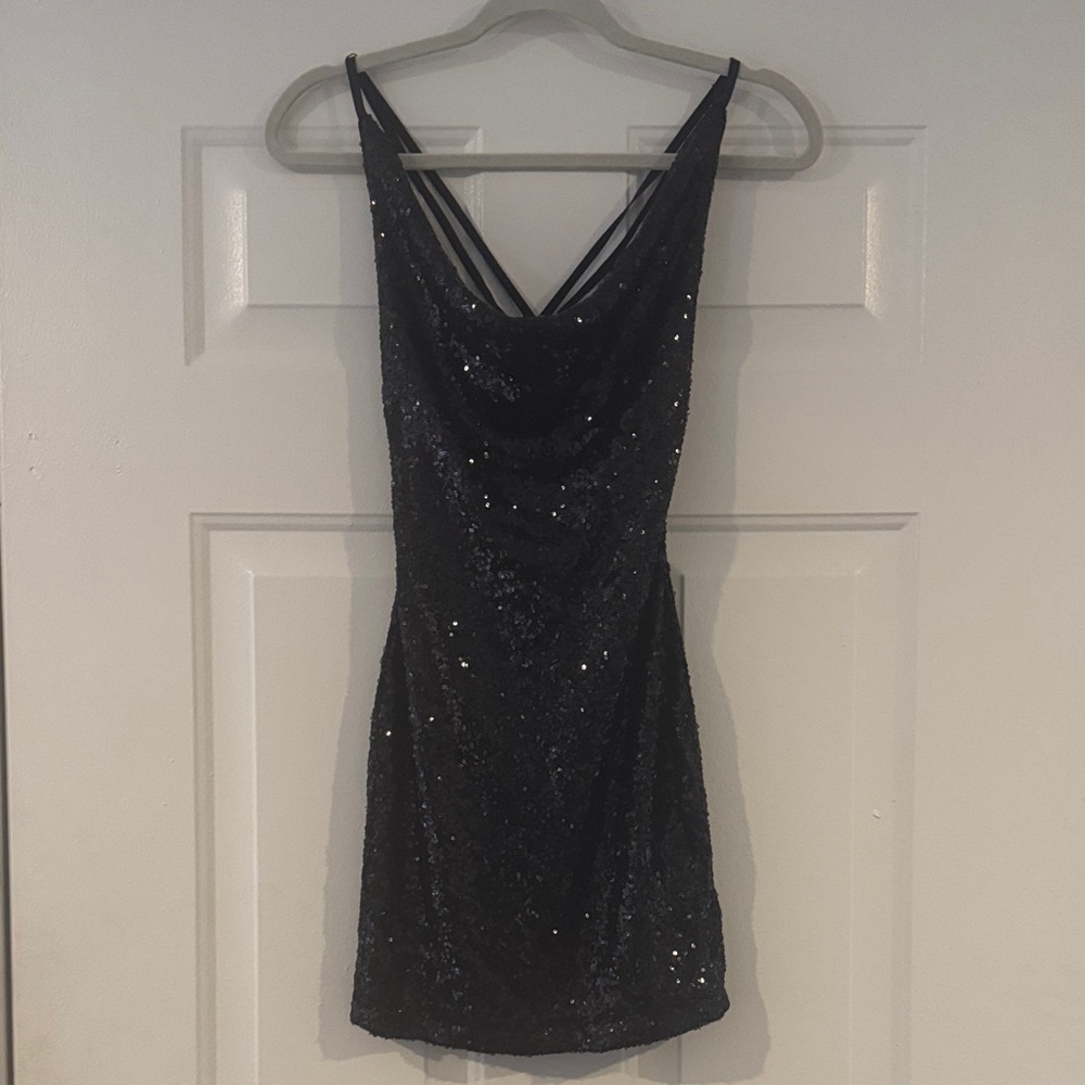 Glamorous Black Sequin Mini Dress